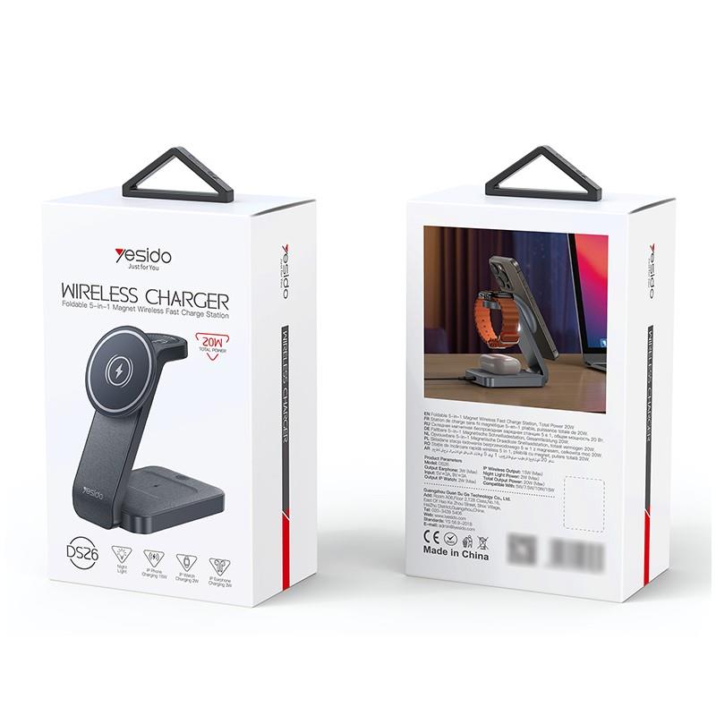 Yesido �adowarka indukcyjna DS26 15W LED 4w1 BLACK / CZARNY / 2