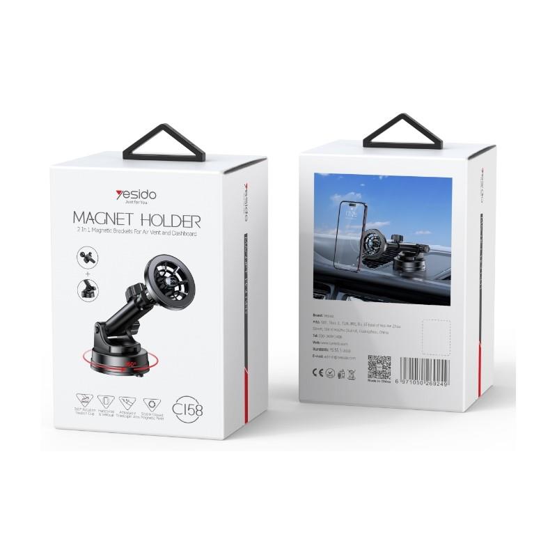 Yesido magnetyczny Uchwyt Samochodowy C158 (zestaw 2w1) MagSafe, BLACK / CZARNY / 2