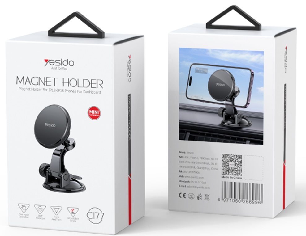 Yesido magnetyczny Uchwyt Samochodowy C177 MagSafe, BLACK / CZARNY / 2