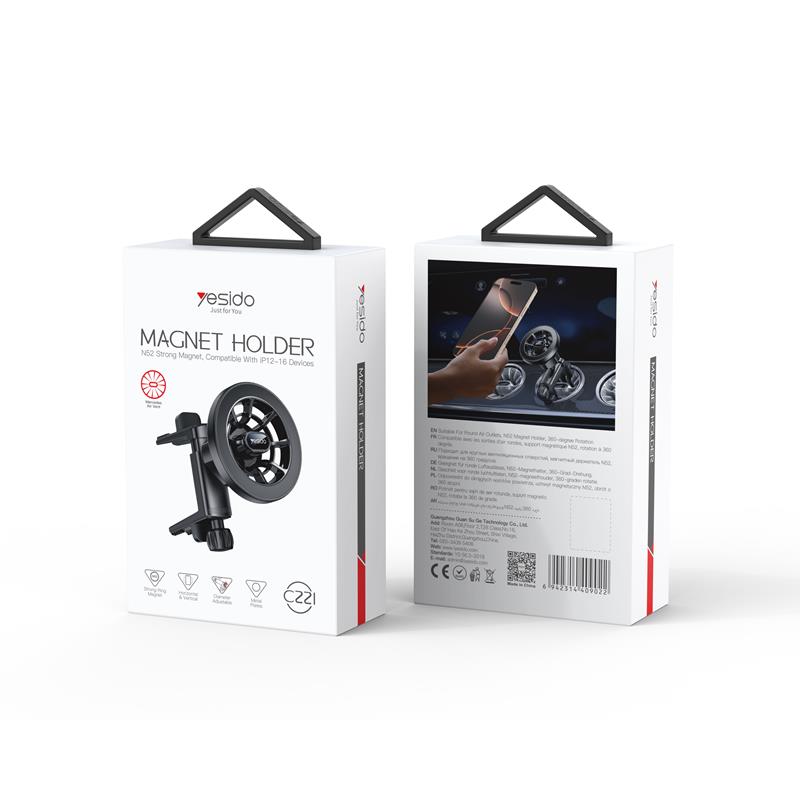 Yesido magnetyczny Uchwyt Samochodowy C221 do Kratki, MagSafe, BLACK / CZARNY / 2