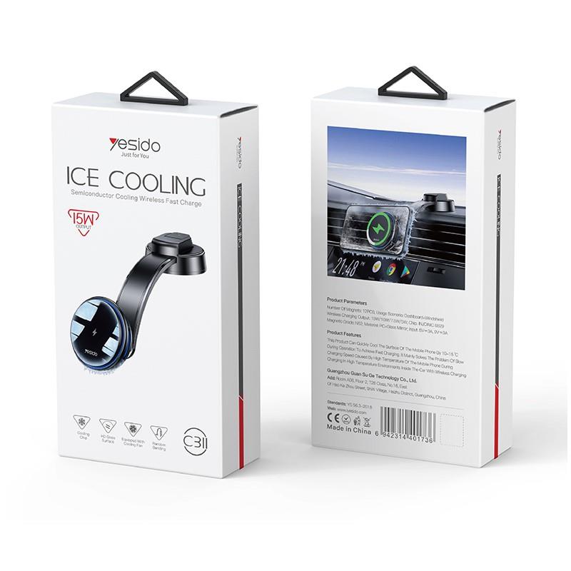 Yesido magnetyczny Uchwyt Samochodowy C311 Samoch�odz�cy, Wireless 15W, CZARNY / 2