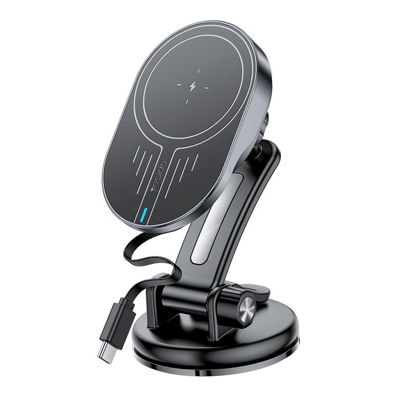 Yesido magnetyczny Uchwyt Samochodowy C313 Wireless 15W, BLACK / CZARNY