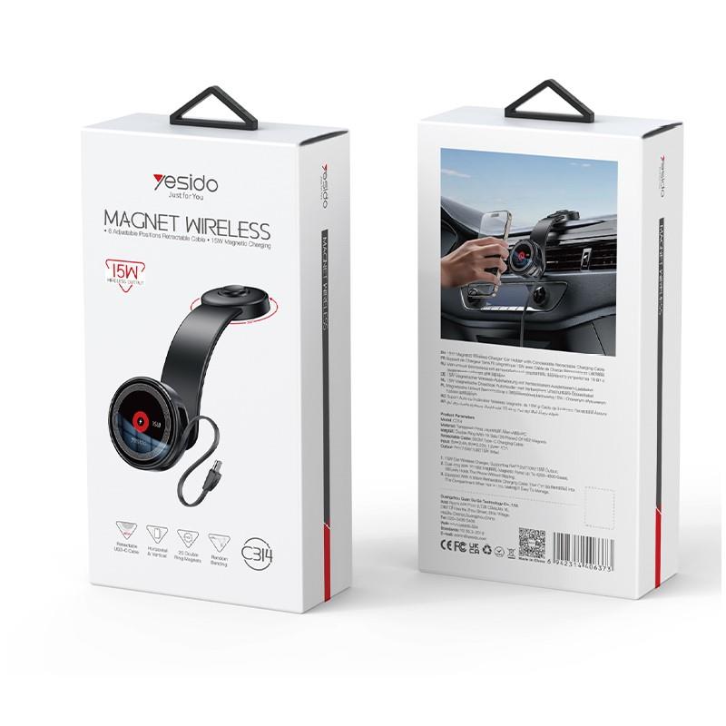 Yesido magnetyczny Uchwyt Samochodowy C314 Wireless 15W, MagSafe, BLACK / CZARNY / 2