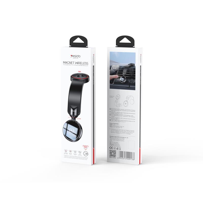 Yesido magnetyczny Uchwyt Samochodowy C316 Wireless 15W, MagSafe, BLACK / CZARNY / 2