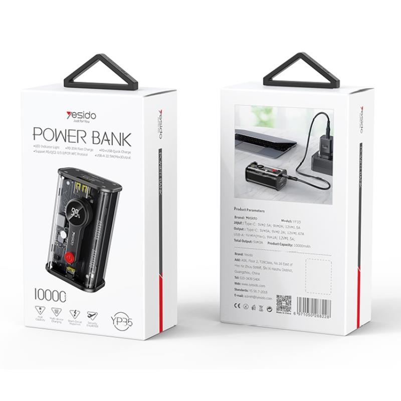 Yesido Powerbank YP35 10 000 mAh 22.5W + PD20W, LED, CLEAR / PRZE�ROCZYSTY / 2