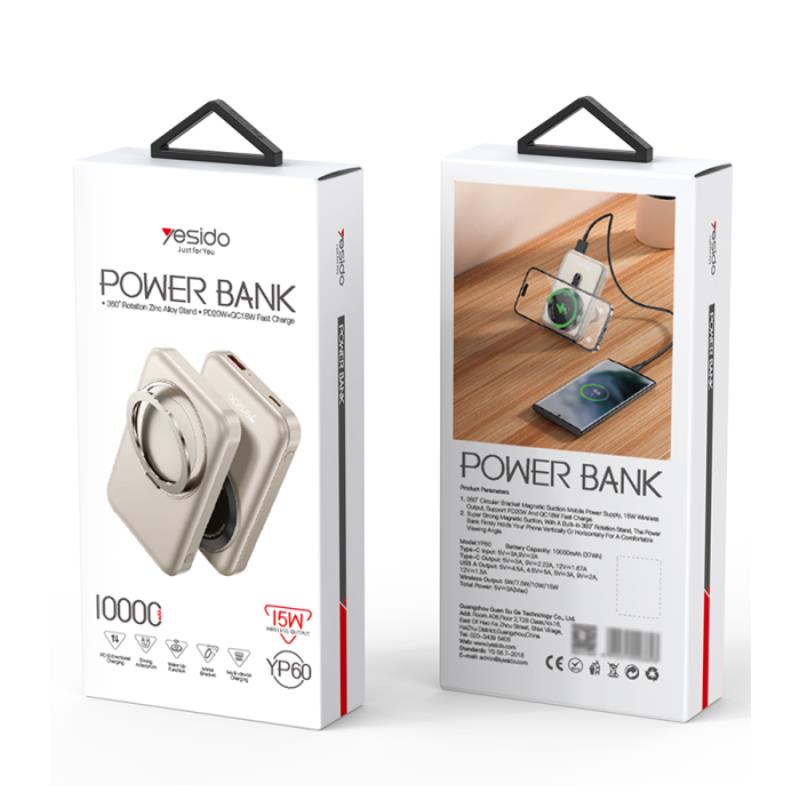 Yesido Powerbank YP60 10 000 mAh 22.5W USB-A + USB-C PD20W + 15W MagSafe, Z�OTY / 2