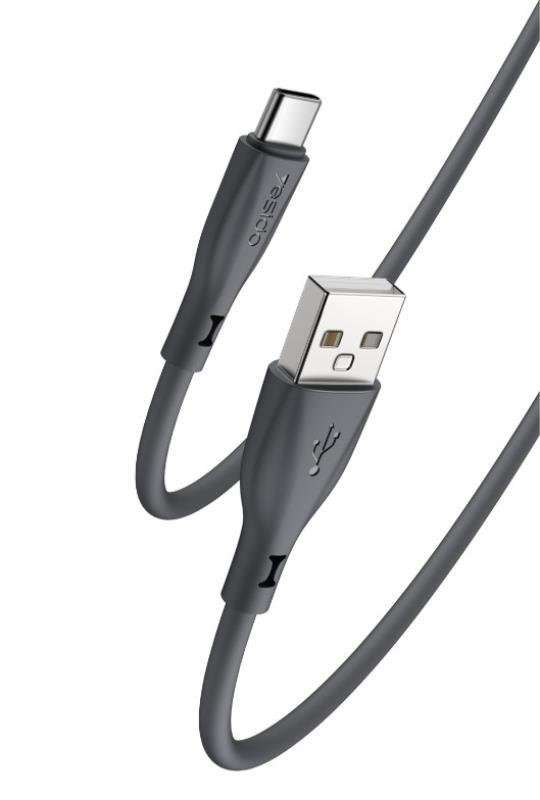Yesido Silikonowy Kabel CA119 18W USB-Type-C 1m 2A, BLACK / CZARNY