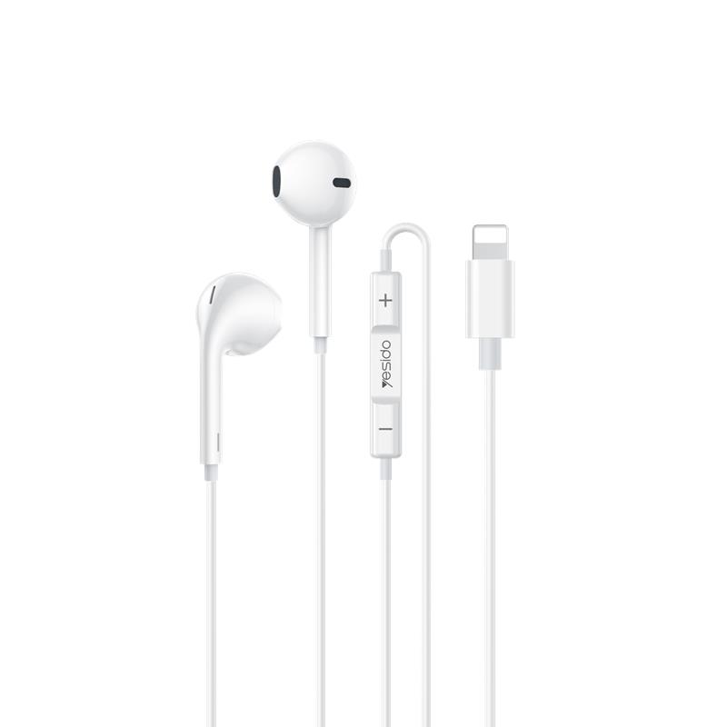 Yesido S�uchawki Douszne YH50 Lightning 120cm, WHITE / BIA�Y