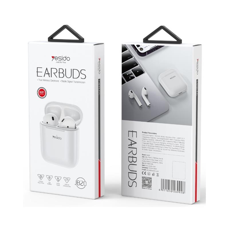 Yesido S�uchawki JB20 Bluetooth 5.3 WHITE / BIA�Y / 2