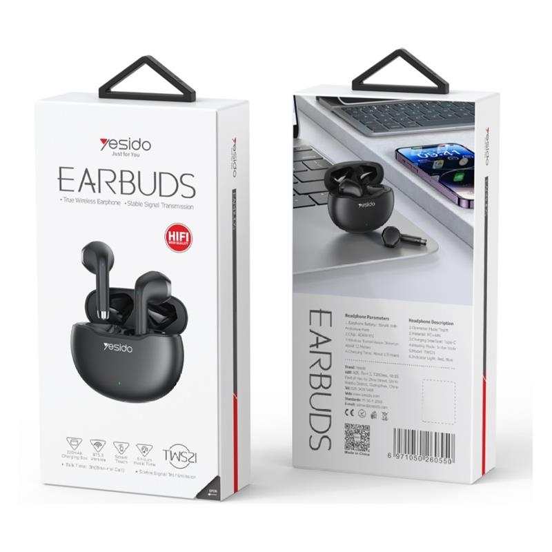 Yesido S�uchawki TWS21 Bluetooth 5.3 WHITE / BIA�Y / 2