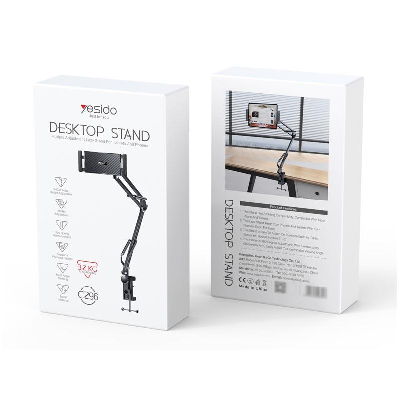 Yesido Uchwyt Biurkowy/��kowy C296 2w1 (Tablet + Telefon) 64cm, BLACK / CZARNY / 2