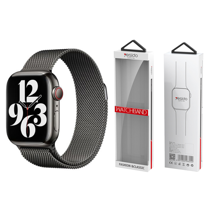 Yesido WB22 magnetyczny Pasek Apple Watch ze Stali Nierdzewnej 42/44/45/49 CZARNY