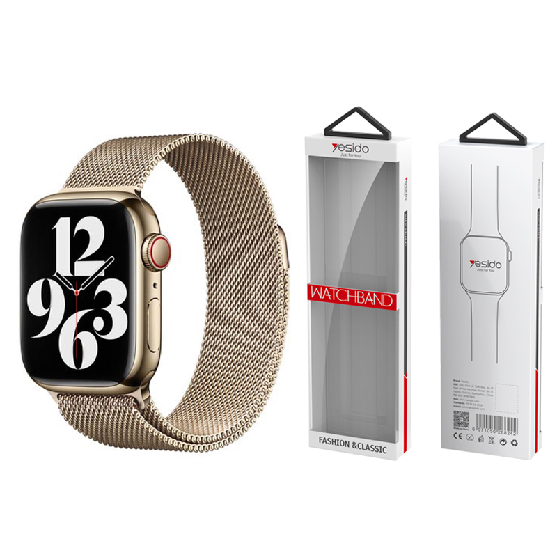 Yesido WB22 magnetyczny Pasek Apple Watch ze Stali Nierdzewnej 42/44/45/49 GOLD/Z�OTY