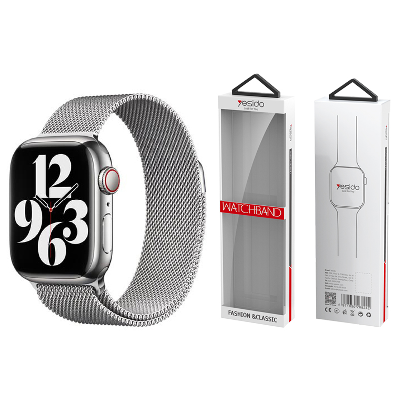 Yesido WB22 magnetyczny Pasek Apple Watch ze Stali Nierdzewnej 42/44/45/49 SREBRNY