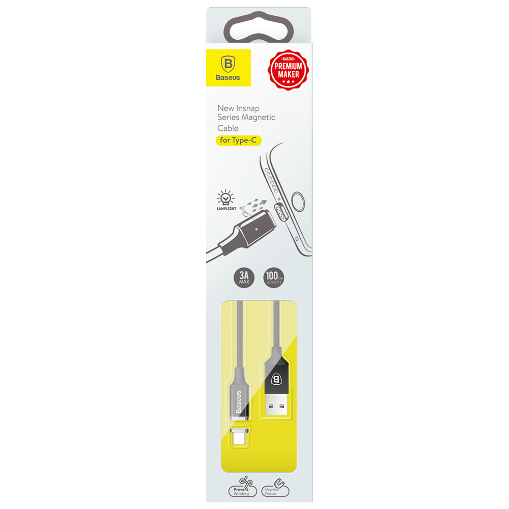 Baseus kabel New Insnap magnetyczny (USB typ-C | 1 m) czarny 3A / 7