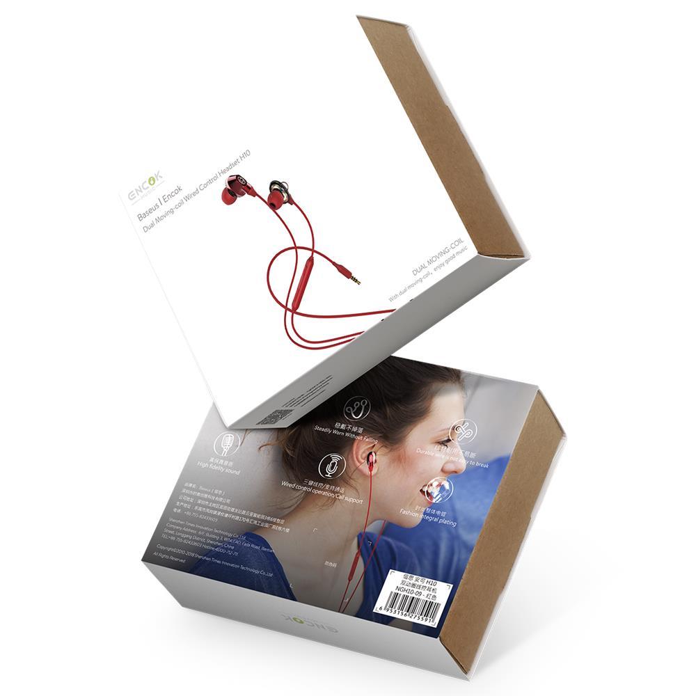 �Baseus s�uchawki przewodowe Encok H10 czerwone / 7
