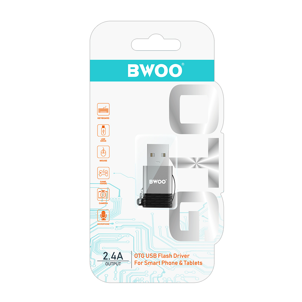 �BWOO adapter BZ-38 USB-C - USB szary OTG / 9