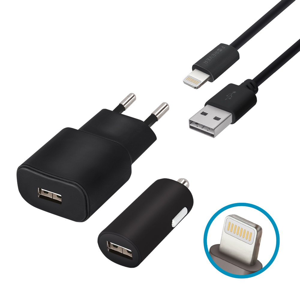 Zestaw adowarek USB 1A z kablem do iPhone 8-pin