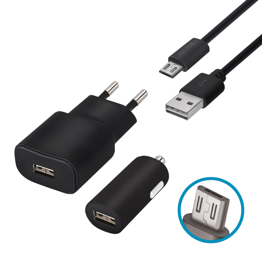 Zestaw �adowarek USB 2A z kablem micro-USB