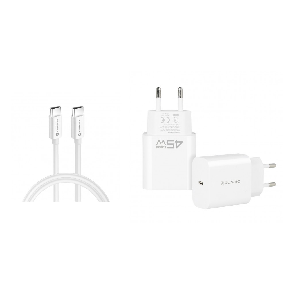 Szybka �adowarka sieciowa Blavec 45W GaN USB-C z d�ugim kablem USB-C 1,5 m bia�a Motorola Moto E22S / 8