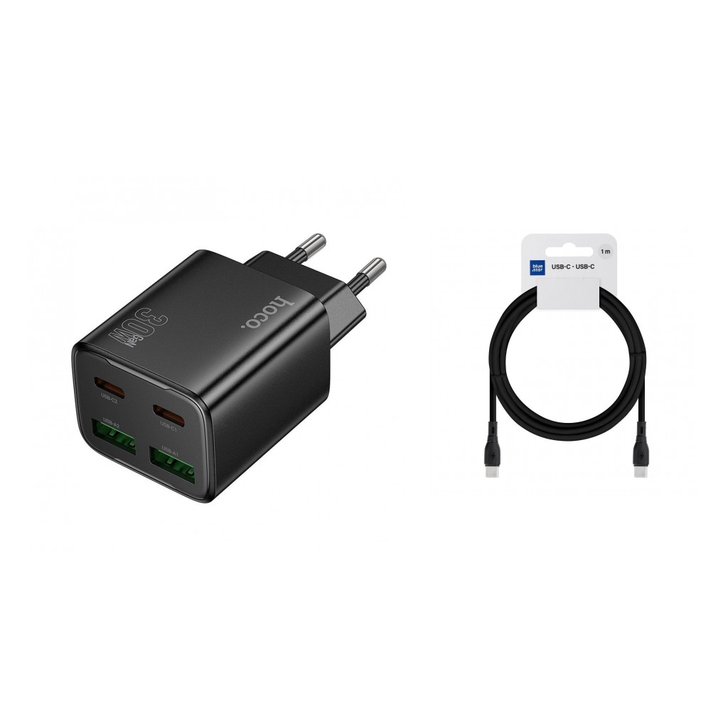 Szybka ładowarka sieciowa Hoco N56 30W PD 2x USB-C 2x USB-A z kablem USB-C 1m czarna Realme Narzo 20a / 2 Szybka ładowarka sieciowa Hoco N56 30W PD 2x USB-C 2x USB-A z kablem USB-C 1m czarna Realme Narzo 20a / 2