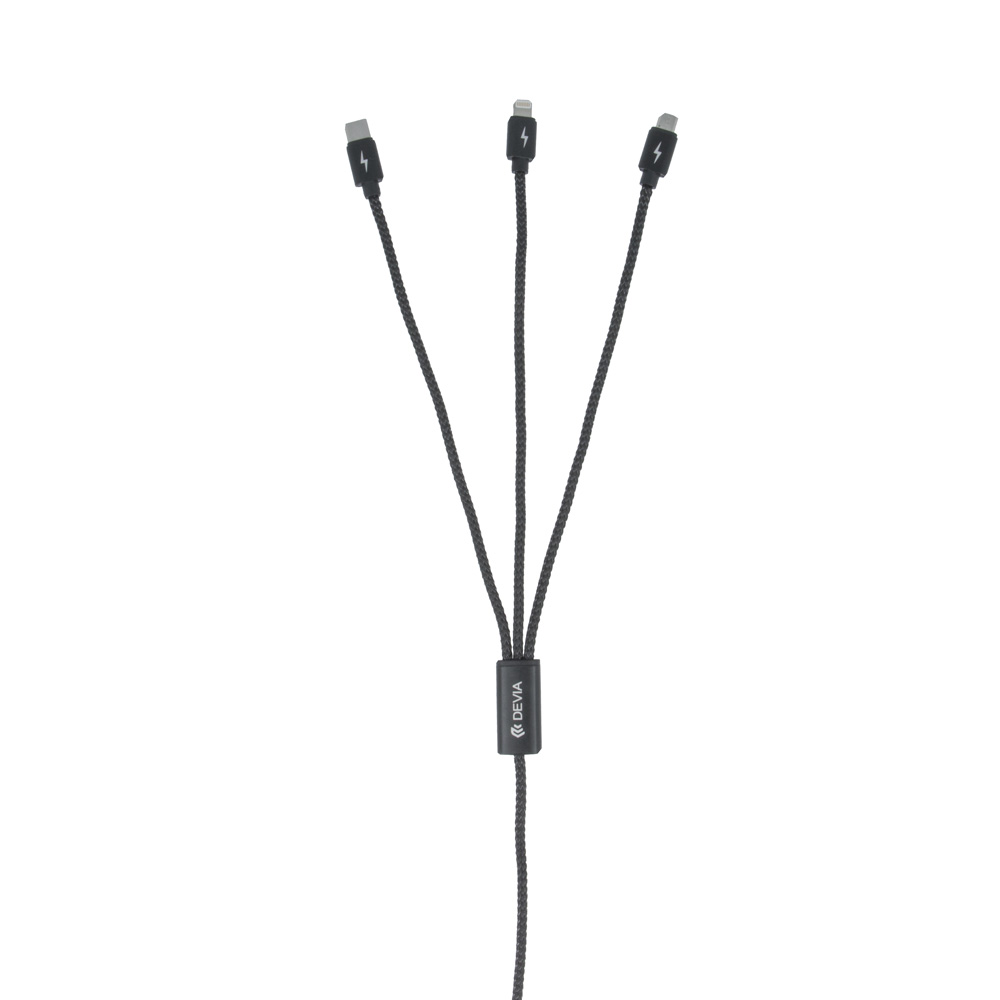 Kabel Devia Pheez 3w1 8-pin / micro / typ-C czarny / 2