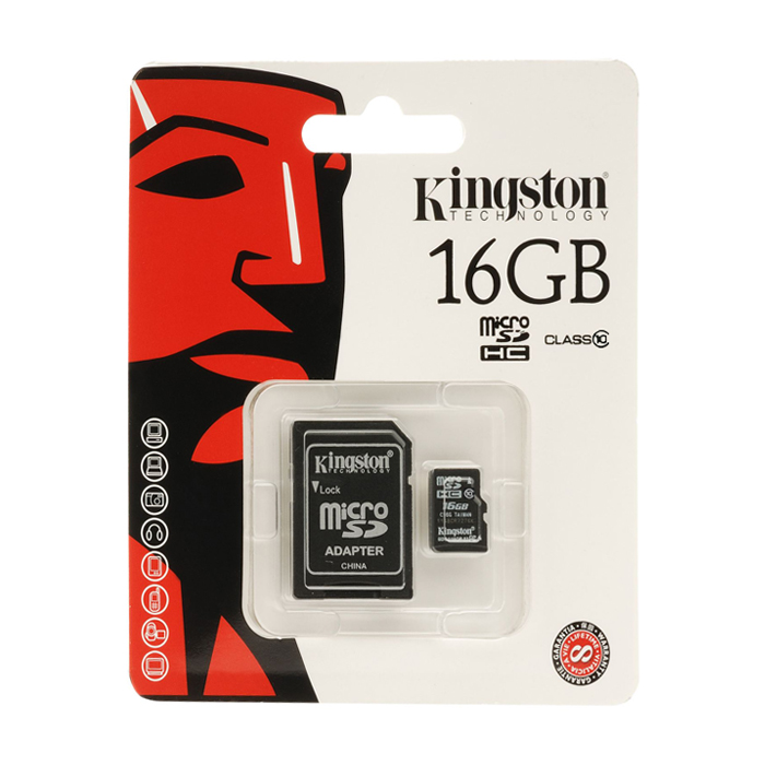 �Karta pami�ci Kingston microSDHC 16 GB z adapterem 10 klasa
