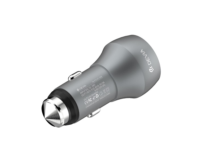 ��adowarka samochodowa DEVIA Hammer Dual USB QC 3.0 metaliczno szara Emergency Hammer / 4
