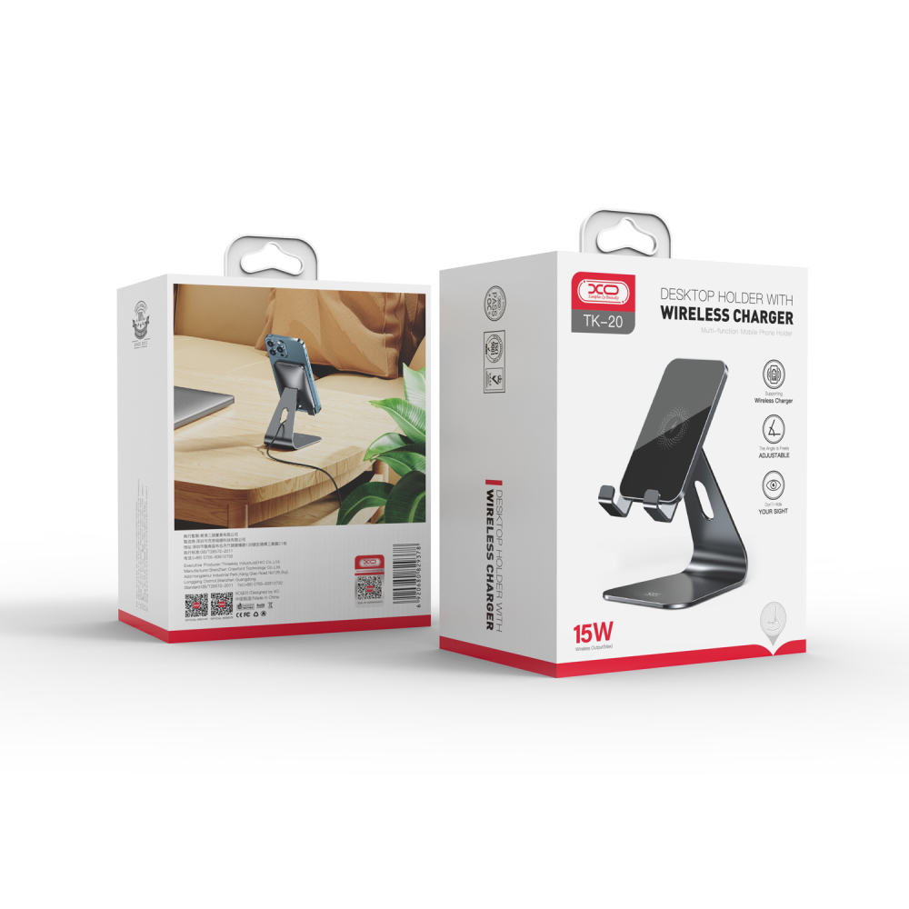 �XO uchwyt podstawka TK20 z �adowaniem indukcyjnym czarny 15W / 2